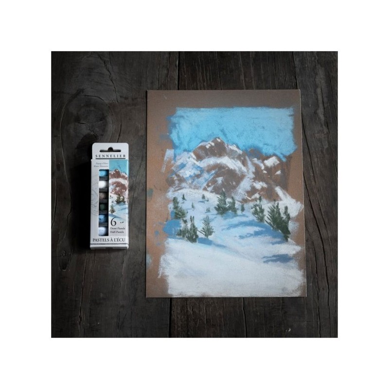 Etui 6 demi pastels à l'écu - Paysage d'hiver - Sennelier