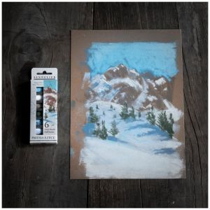 Etui 6 demi pastels à l'écu - Paysage d'hiver - Sennelier