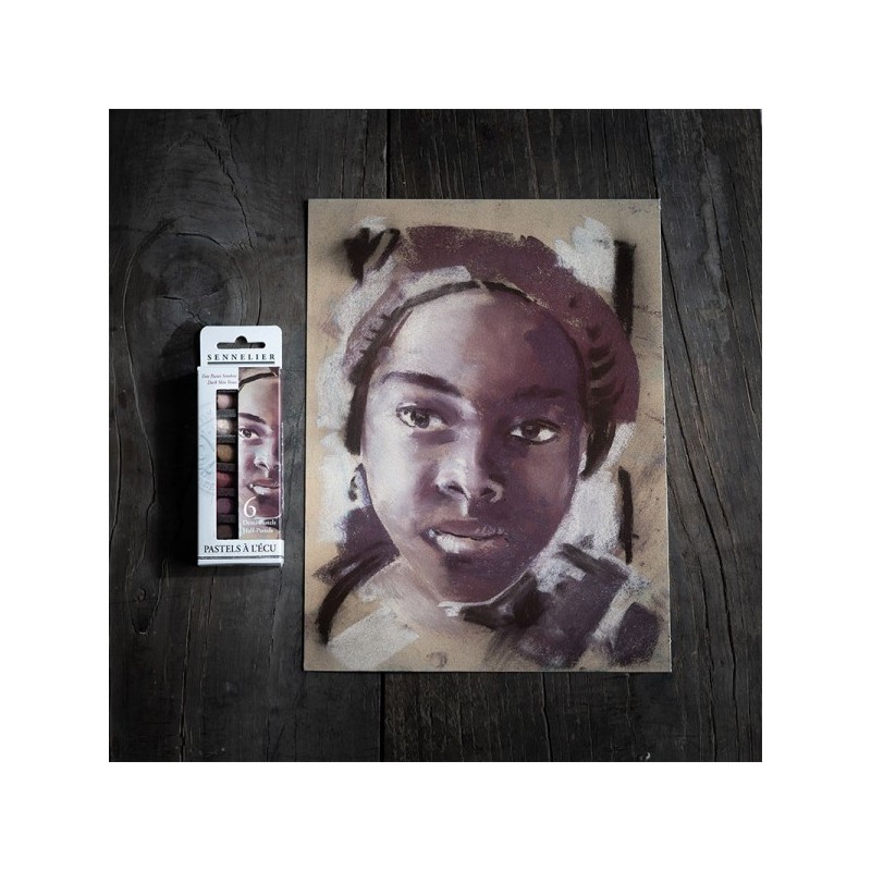 Etui 6 demi pastels à l'écu - Portrait teintes foncées - Sennelier