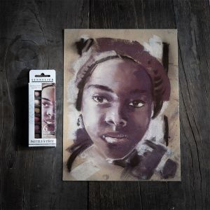 Etui 6 demi pastels à l'écu - Portrait teintes foncées - Sennelier