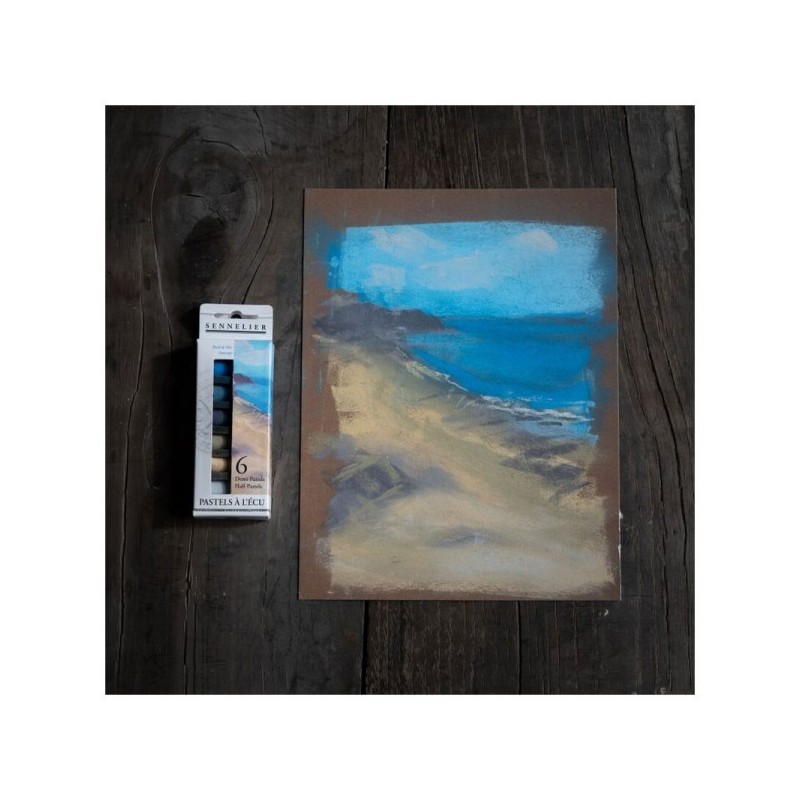 Etui 6 demi pastels à l'écu - Bord de mer - Sennelier