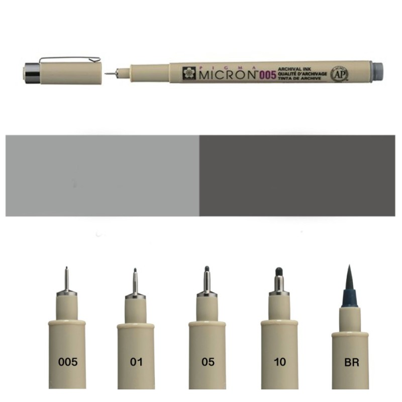 Feutres calibrés gris - Pigma Micron