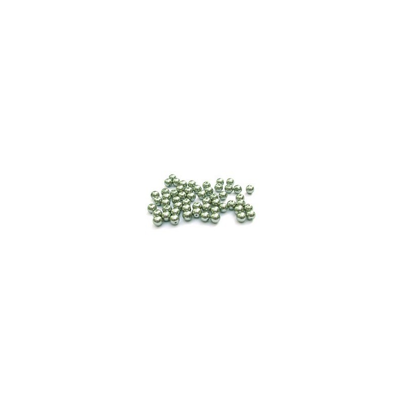Perles nacrées rondes "kaki".