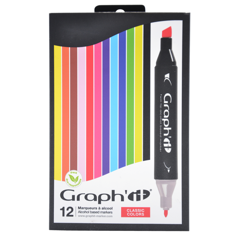 Set de 12 marqueurs à alcool Graph'it