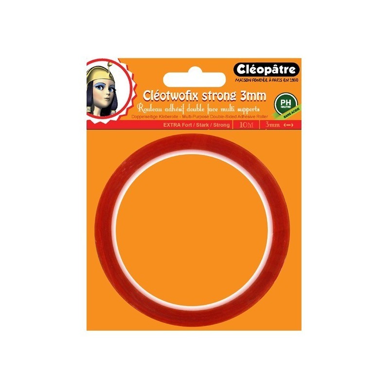 Rouleau adhésif double face extra-fort - 3mm x 10m - Cléopâtre