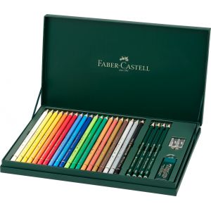 Coffret 20 Polychromos + 4 Castell 9000 + accessoires - Faber-Castell