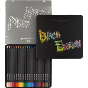 Contenu boite métallique crayons de couleur Black Edition - Faber-Castell