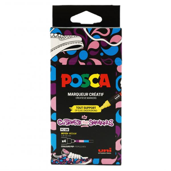 Pochette de 4 marqueurs POSCA PC5M - POP