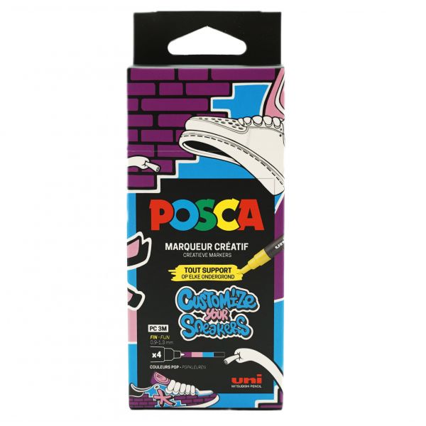 Pochette de 4 marqueurs POSCA PC3M - POP