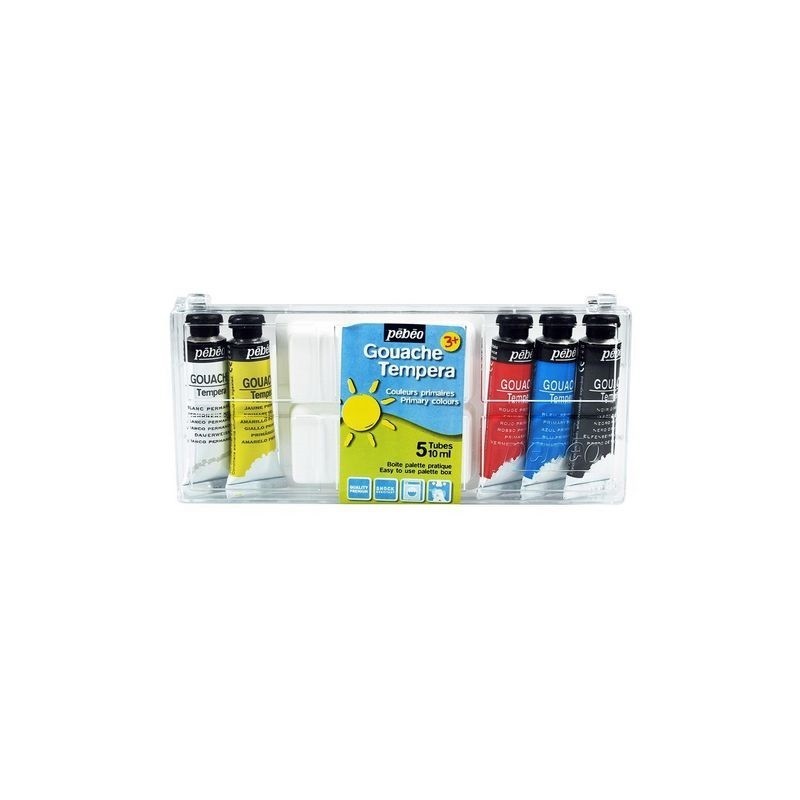 Boîte de 5 tubes 10ml de peinture gouache primaire - Pébéo