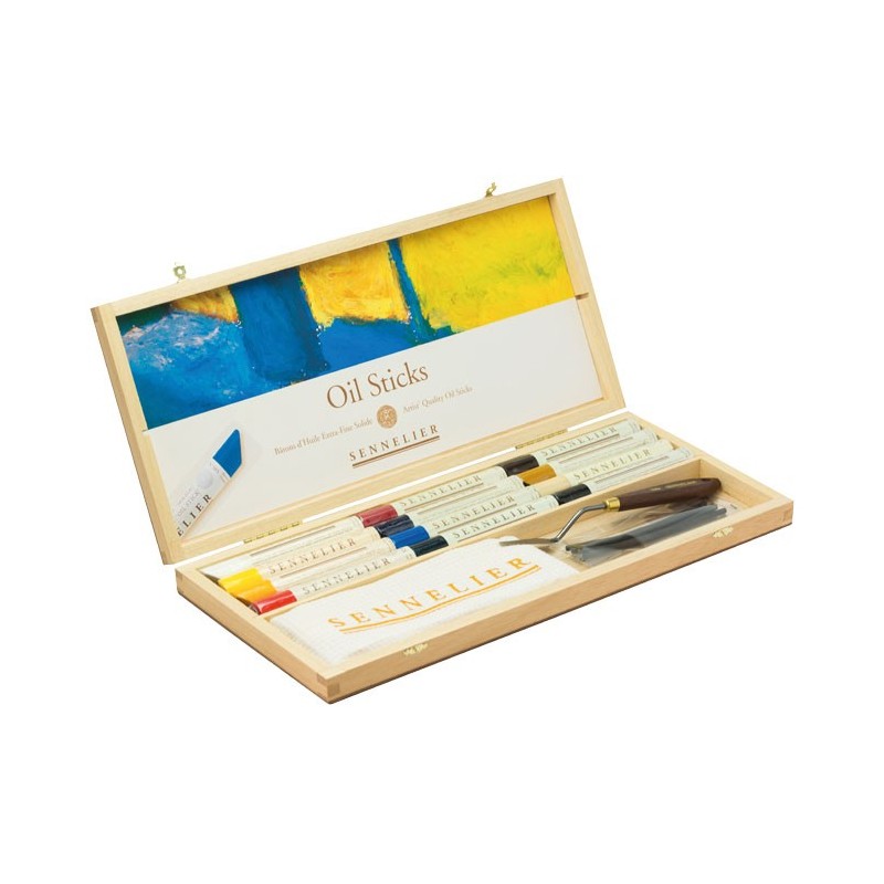 Coffret bois Oil Sticks - 12 Oil Sticks - Sennelier