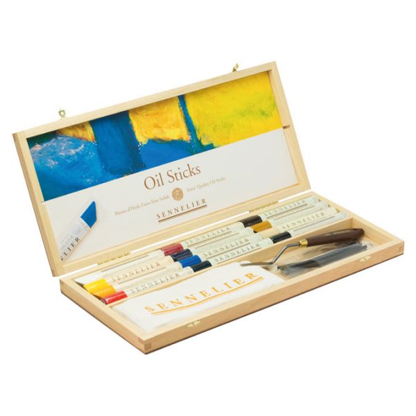 Coffret bois Oil Sticks - 12 Oil Sticks - Sennelier