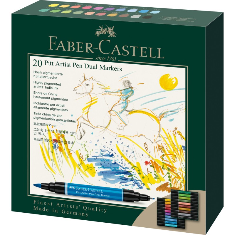 Boite set 20 feutres Pitt Artist Dual marker - Double-pointe - Faber-Castell