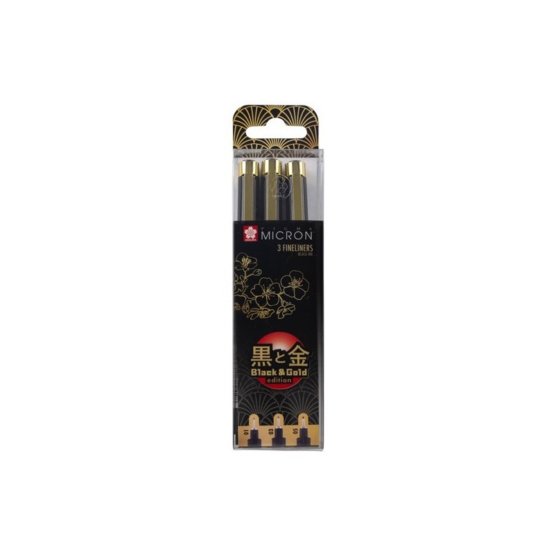 Set de 3 Pigma Micron Noir et Or - Edition Limitée