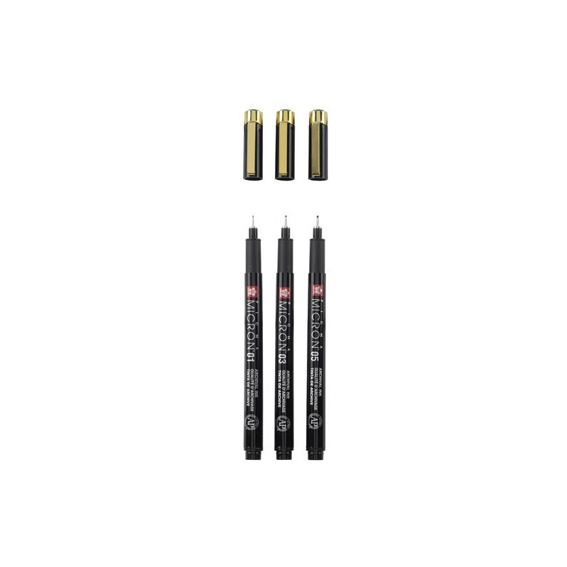 Set de 3 Pigma Micron Noir et Or - Edition Limitée