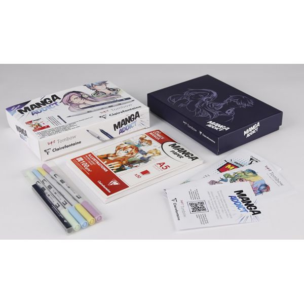 Contenu complet coffret Manga Addict - Clairefontaine x Tombow