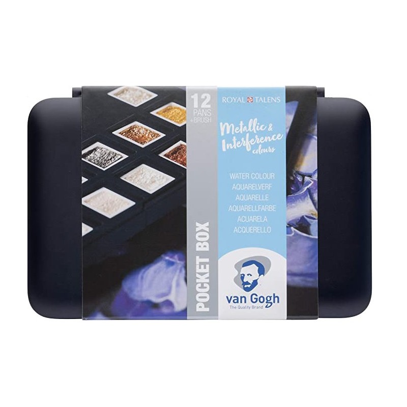 Boit fermée set 12 demi-godets d'aquarelle - Métallisés/irisés - Van Gogh