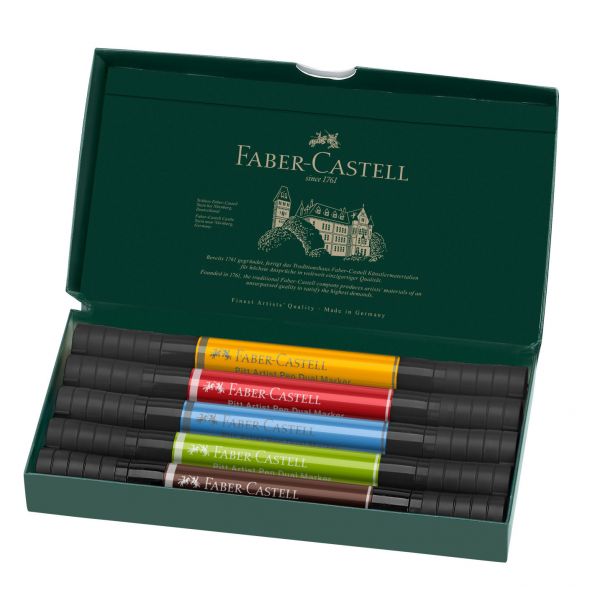 Set 5 feutres Pitt Artist Dual marker - Double-pointe - Faber-Castell