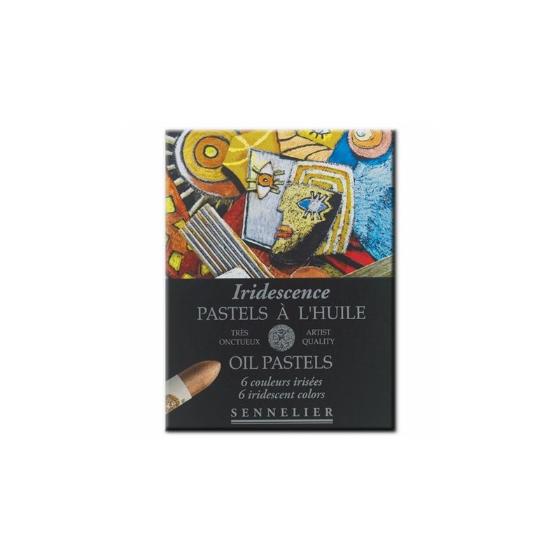 Avant de la boite pastels à l'huile couleurs irisées - 6 pastels - Sennelier