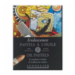 Avant de la boite pastels à l'huile couleurs irisées - 6 pastels - Sennelier