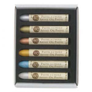 Contenu de la boite pastels à l'huile couleurs irisées - 6 pastels - Sennelier