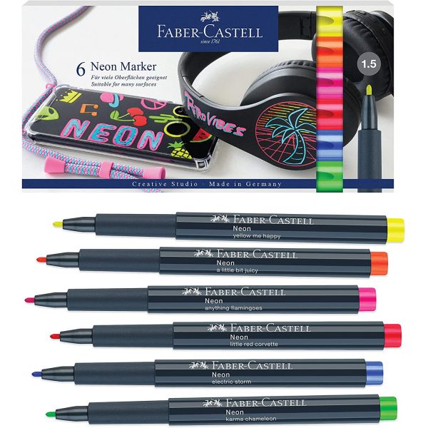 Set de 6 feutres néons - Faber-Castell - Creastore