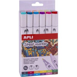 Set de 12 feutres double-pointes à alcool - Apli
