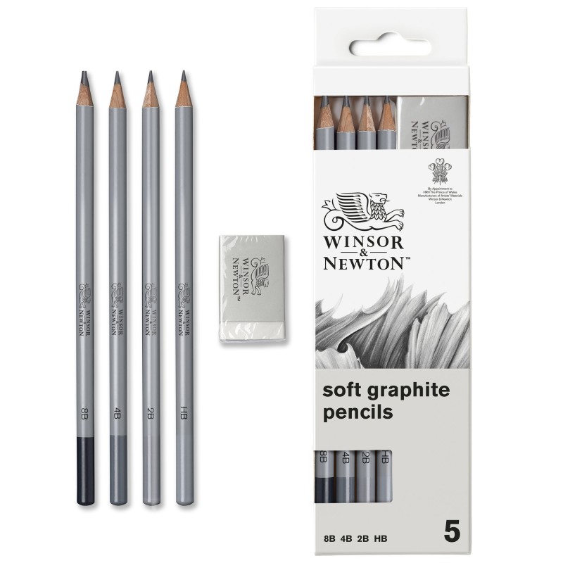 Ensemble de 4 crayons graphites + gomme - Winsor & Newton