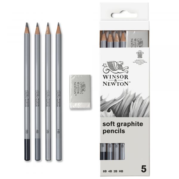 Ensemble de 4 crayons graphites + gomme - Winsor & Newton