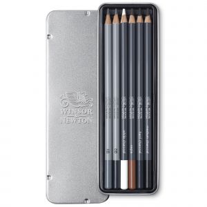 Boite métal de qualité du set de 6 crayons esquisses - Winsor & Newton
