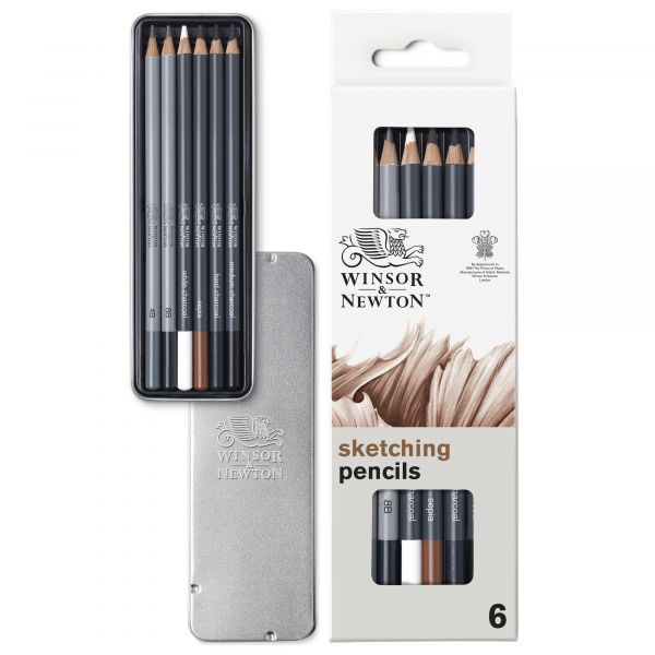 Vue d'ensemble du set de 6 crayons esquisses - Winsor & Newton