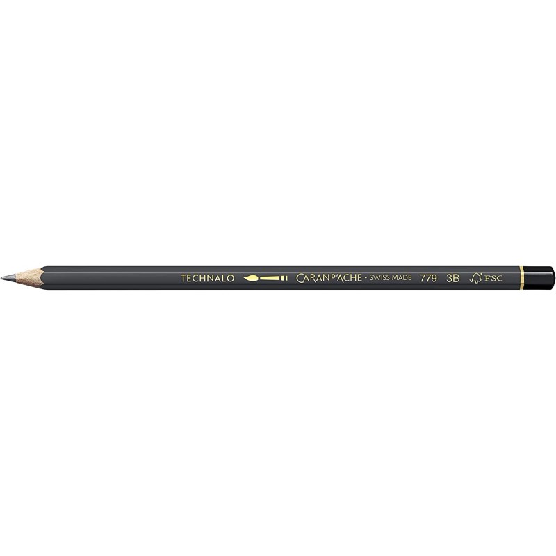 Crayon graphite aquarellable Technalo pour dessin dureté 3B - Caran d'Ache
