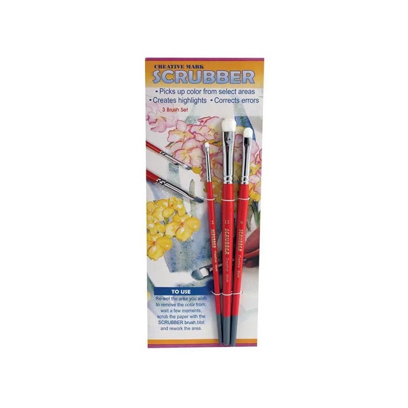 Set de 3 pinceaux Scrubber pour aquarelle