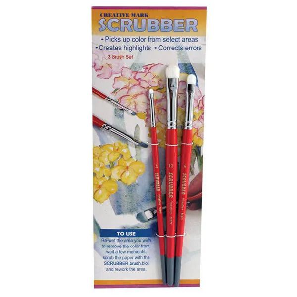 Set de 3 pinceaux Scrubber pour aquarelle