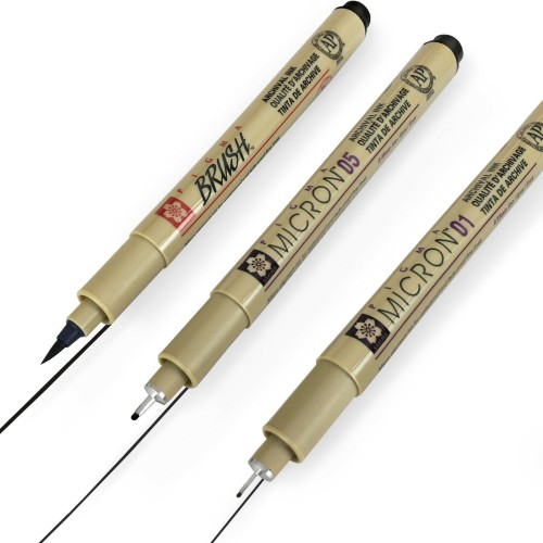 Set de 2 Pigma Micron + 1 feutre brush offert