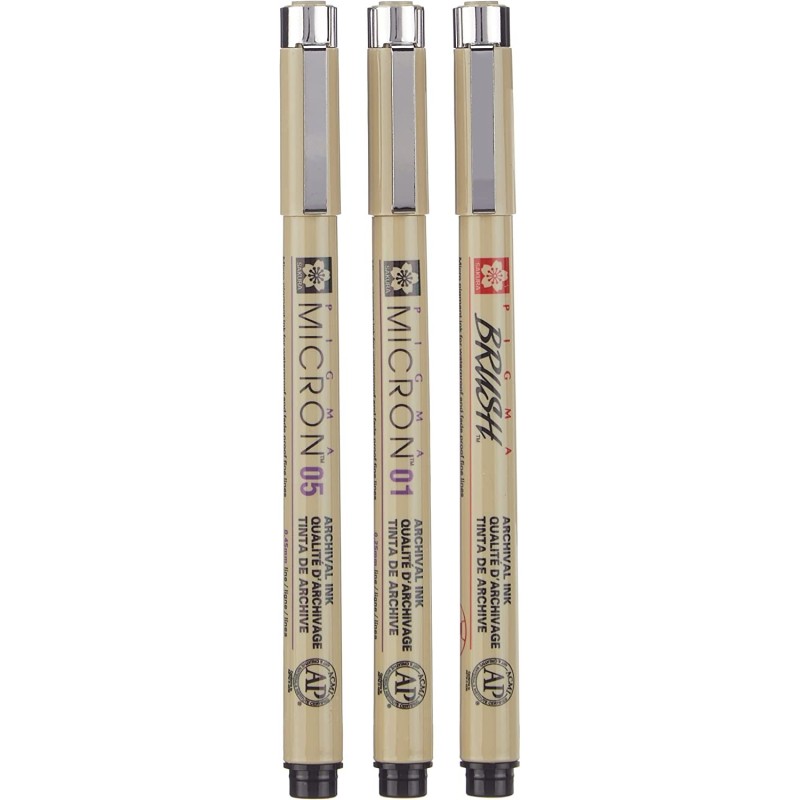 3 feutres calibré Pigma Micron