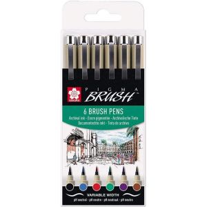 Set de 6 feutres pinceaux Pigma Brush