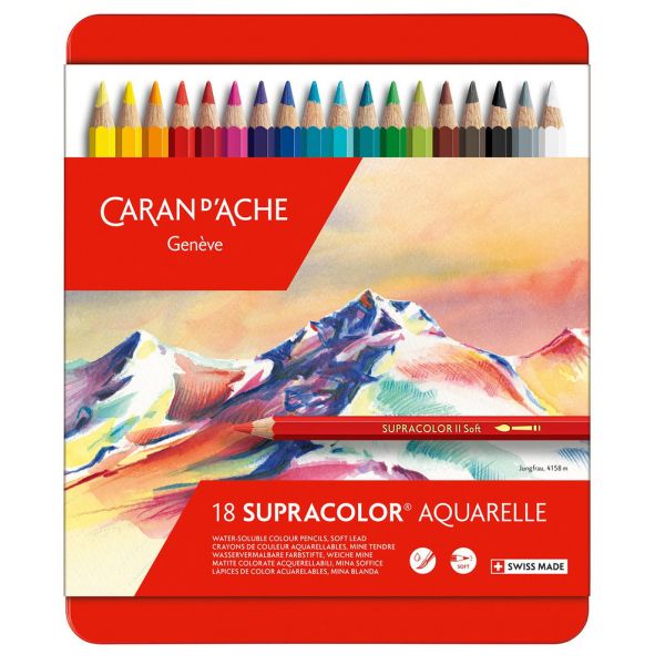 Boîte 18 crayons de couleur aquarellables Supracolor - Caran d'Ache