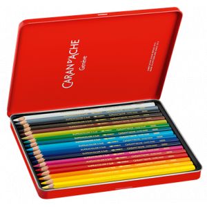 Intérieur de la boîte 18 crayons de couleur aquarellables Supracolor - Caran d'Ache