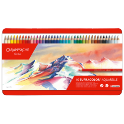 Boîte 40 crayons de couleur aquarellables Supracolor - mine tendre 3.8mm -Caran d'Ache