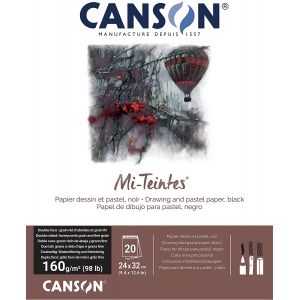 Bloc Mi-teintes format 24 x 32 cm- Noir - Canson