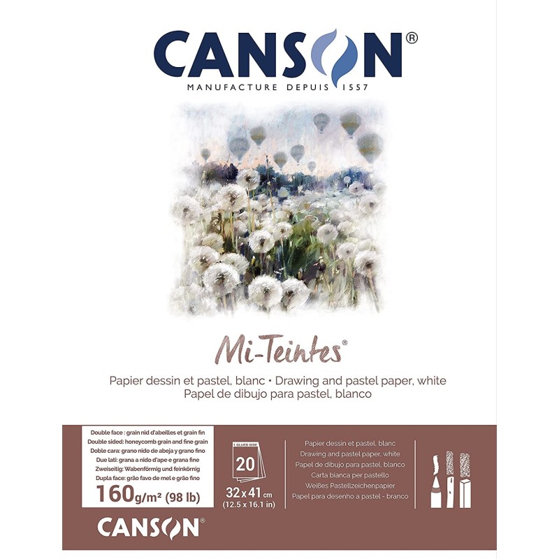 Bloc Mi-teintes format 32 x 41 cm - Blanc - Canson