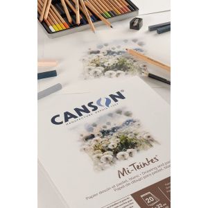 Bloc Mi-teintes pour dessin et pastel - Blanc - Canson