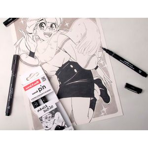 Set de 5 feutres Uni Pin pour dessin et écriture - Manga Shôjo