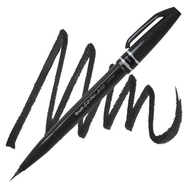 Débit d'encre régulier du feutre pinceau Brush Sign Pen, Pointe ultra fine - Noir