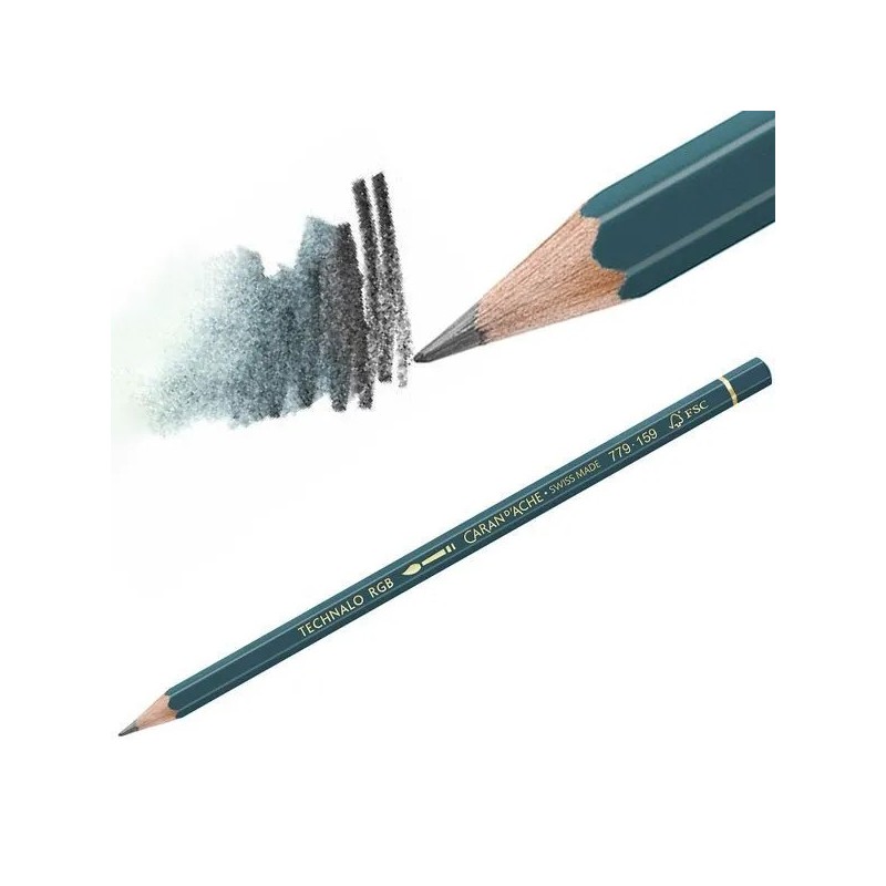 Crayon graphite aquarellable Technalo RGB mine graphite 3B et aquarellée - Caran d'Ache