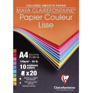 Bloc couleurs Lisse 120gr - 20 feuilles A4 - Clairefontaine