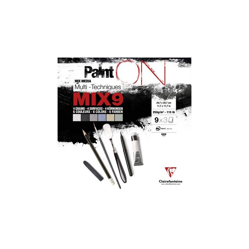 Bloc Paint'On MIX9 - format carré - Clairefontaine