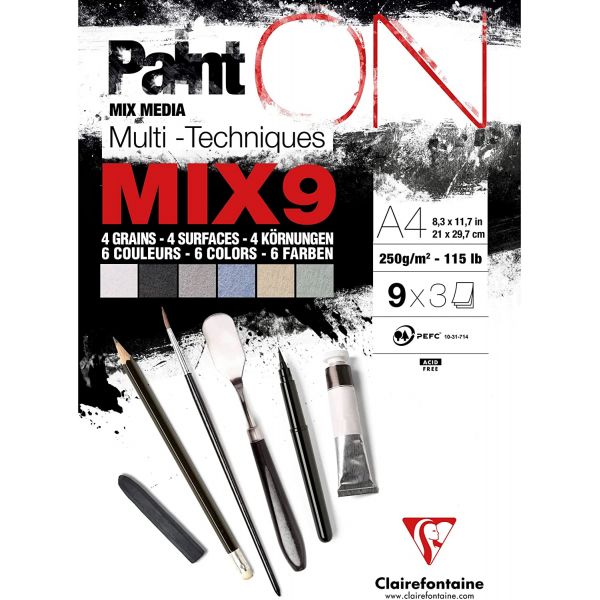 Bloc Paint'On MIX9 - format A4 - Clairefontaine