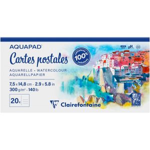 Cartes postales aquarelle Aquapad - Format 7.5 x 14.8 cm - Clairefontaine